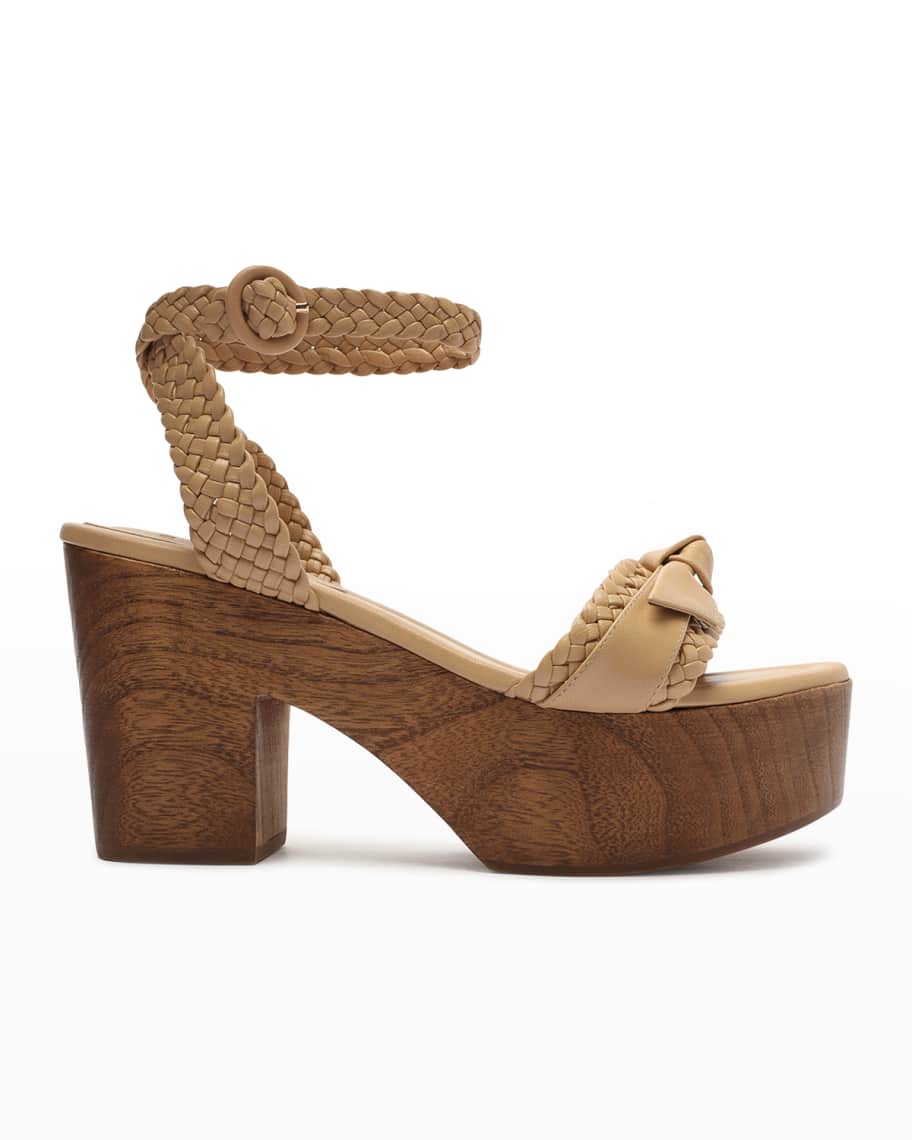 Alexandre Birman Clarita Woven Leather Bow Clog Sandals | Neiman Marcus