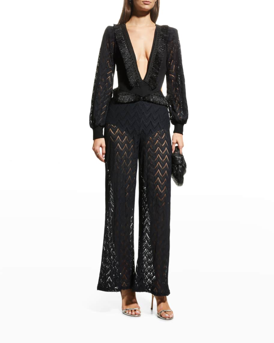 PatBO x Alessandra Ambrosio Fringe-Trim Cutout Jumpsuit | Neiman