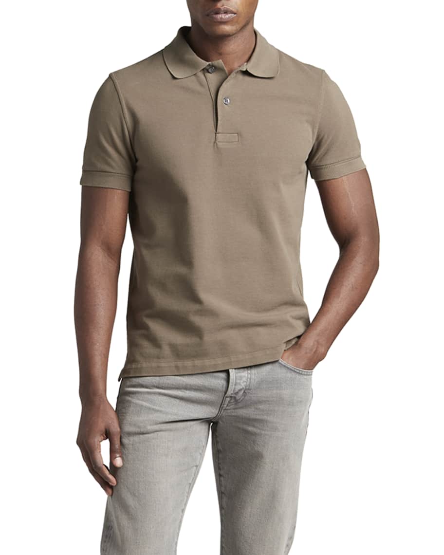 TOM FORD Men's Garment Dyed Piquet Polo Shirt | Neiman Marcus