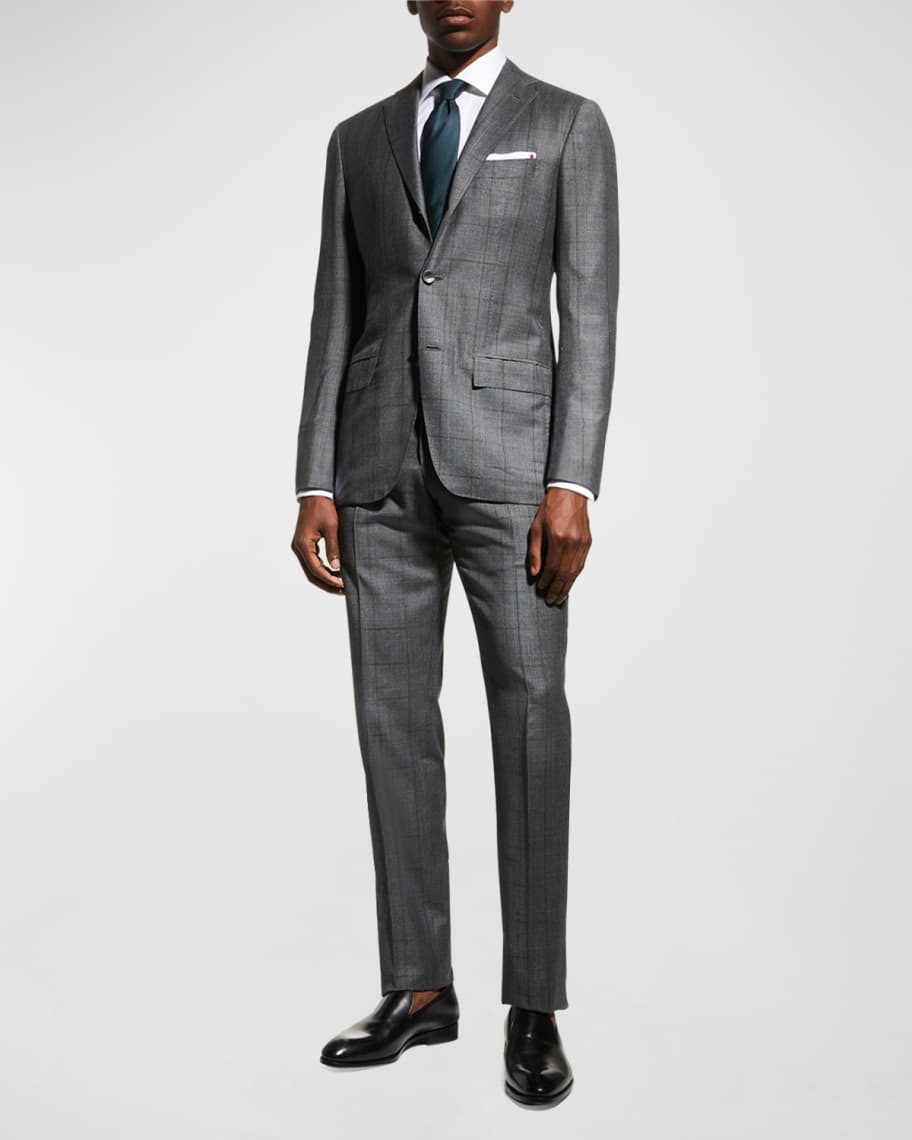 Men's Glen Plaid Wool-Silk Suit