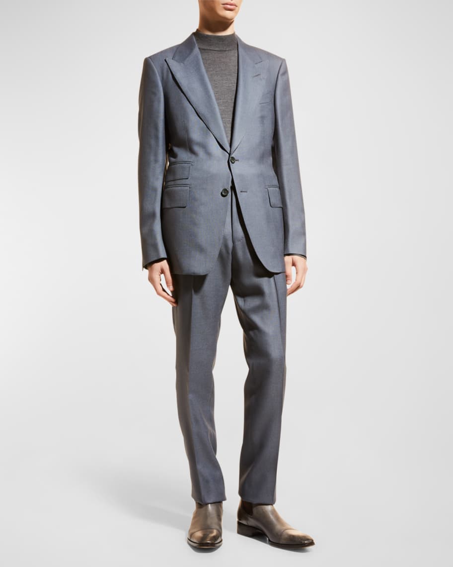 TOM FORD Men's Solid Hopsack PeakLapel Suit Neiman Marcus