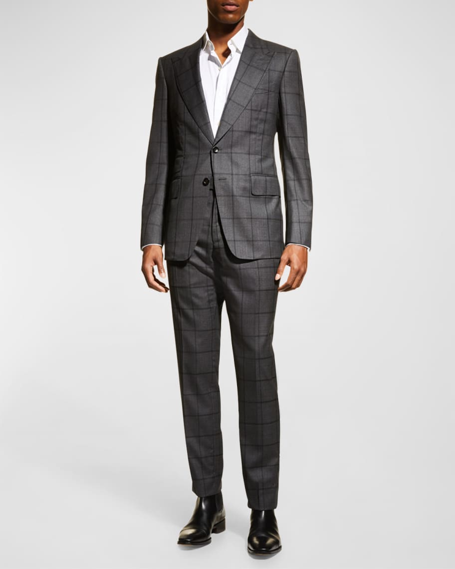 TOM FORD Men's Shelton Mouline Overcheck Suit | Neiman Marcus