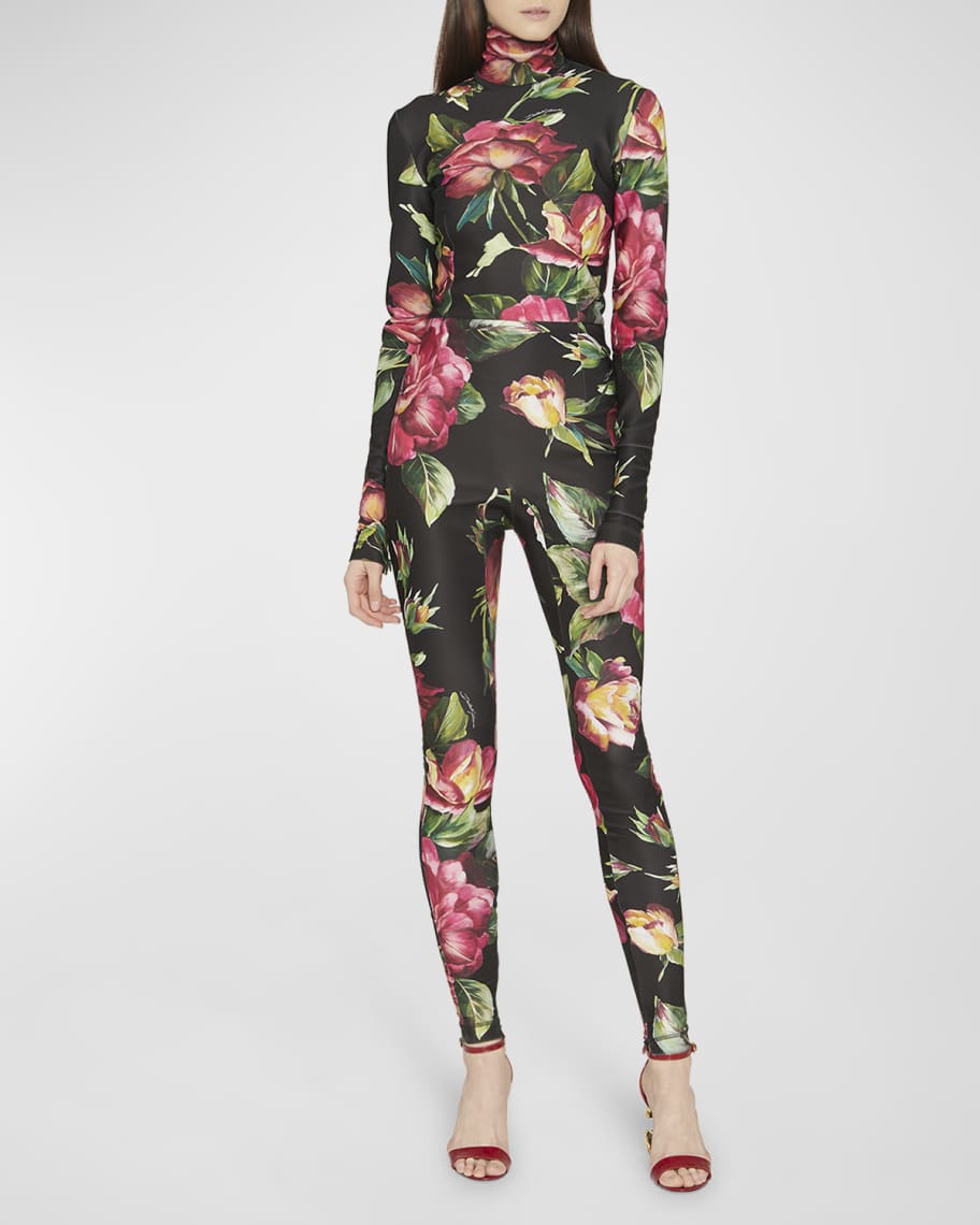 Dolce & Gabbana Red Nylon Turtleneck Bodycon Jumpsuit Dress