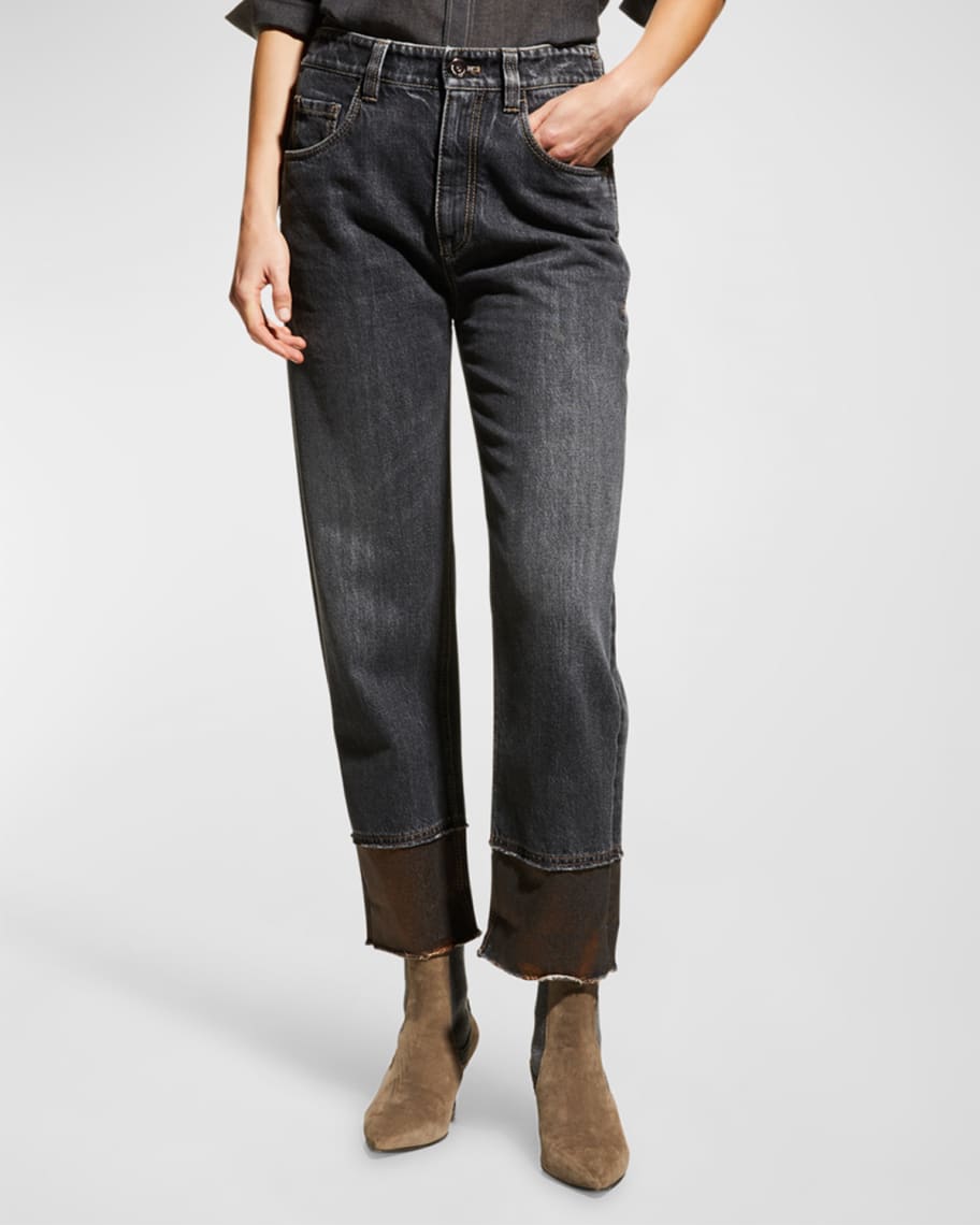 Balenciaga Organic Japanese Denim Slim-Leg Ankle Pants