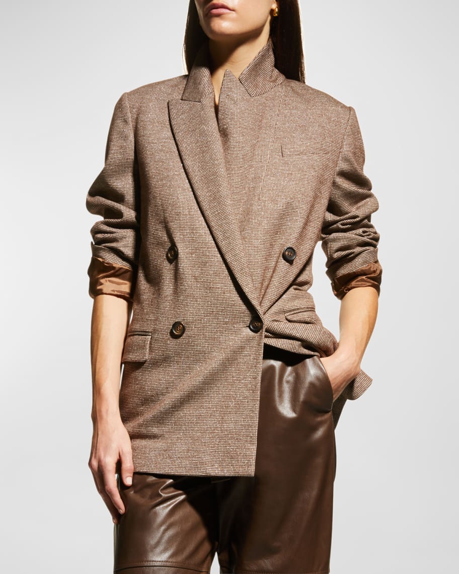 Brunello Cucinelli double-breasted checked blazer - Brown