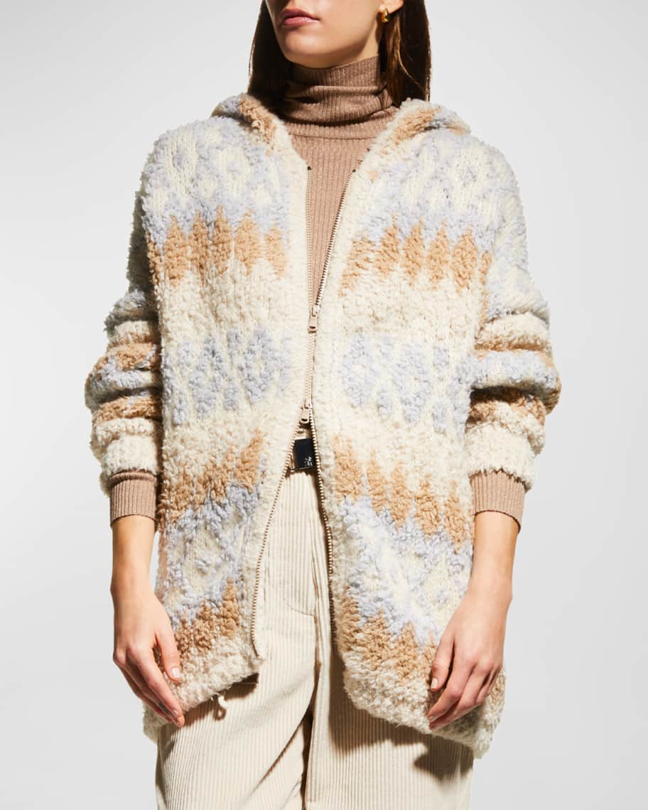 Brunello Cucinelli Nordic Cashmere Fur Hooded Cardigan | Neiman Marcus