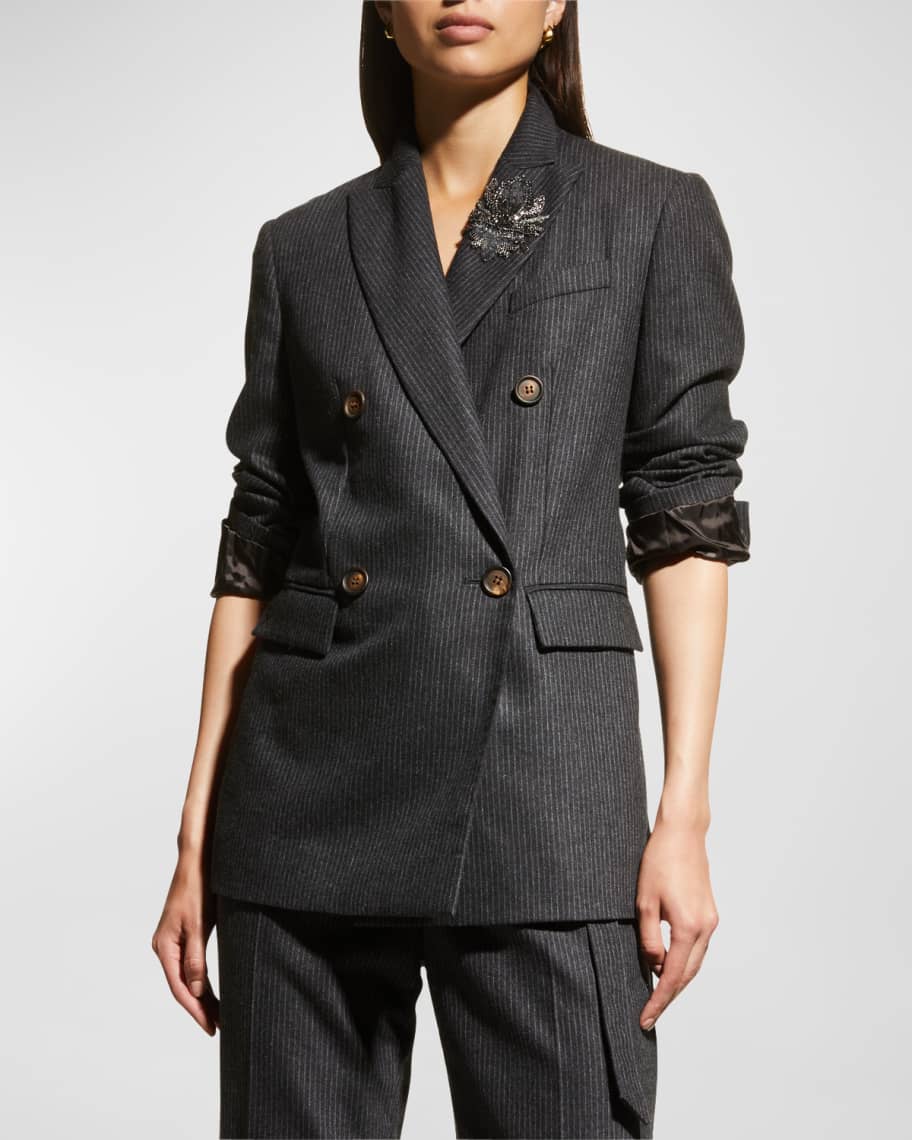 BRUNELLO CUCINELLI★素敵！Double-breasted woven blazer Brunello Cucinelli Double-Breasted Check Blazer | Neiman Marcus
