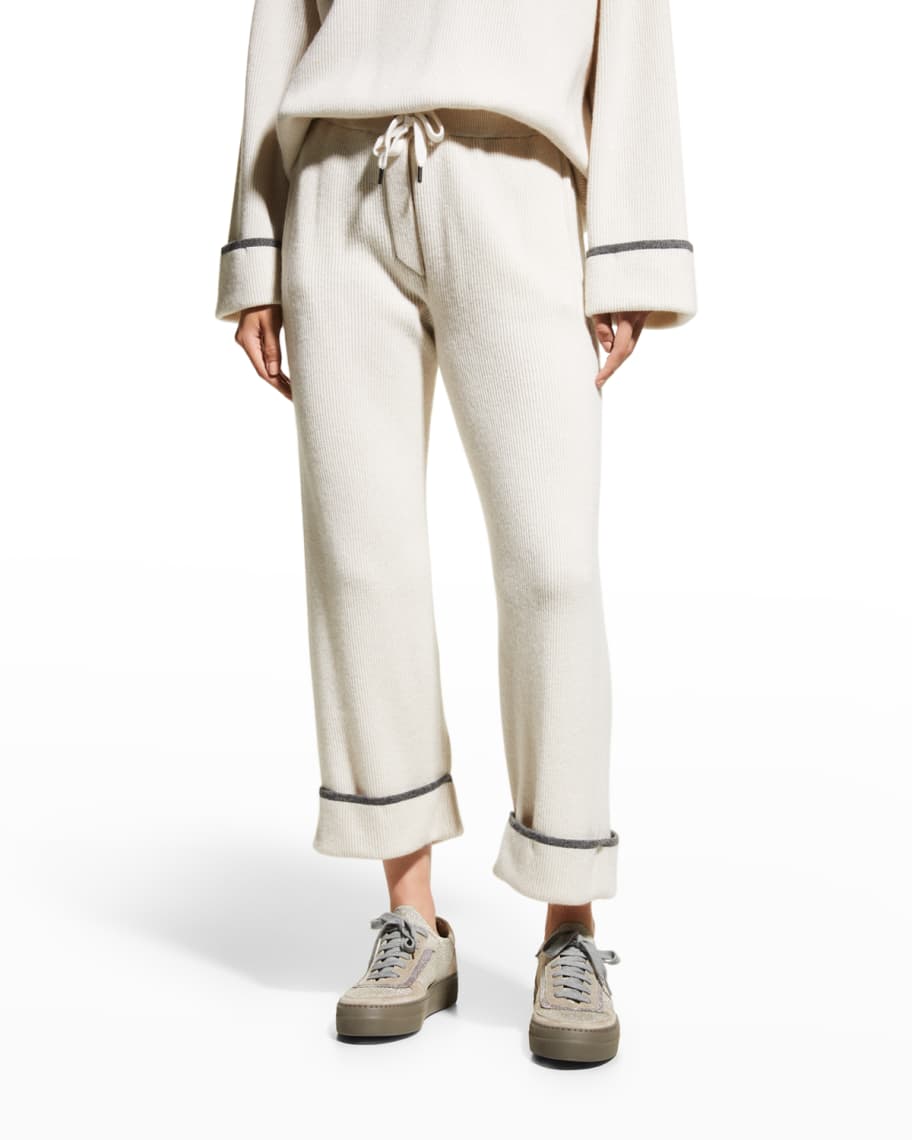 Brunello Cucinelli Cropped Drawstring Cashmere Pajama Pants | Neiman Marcus