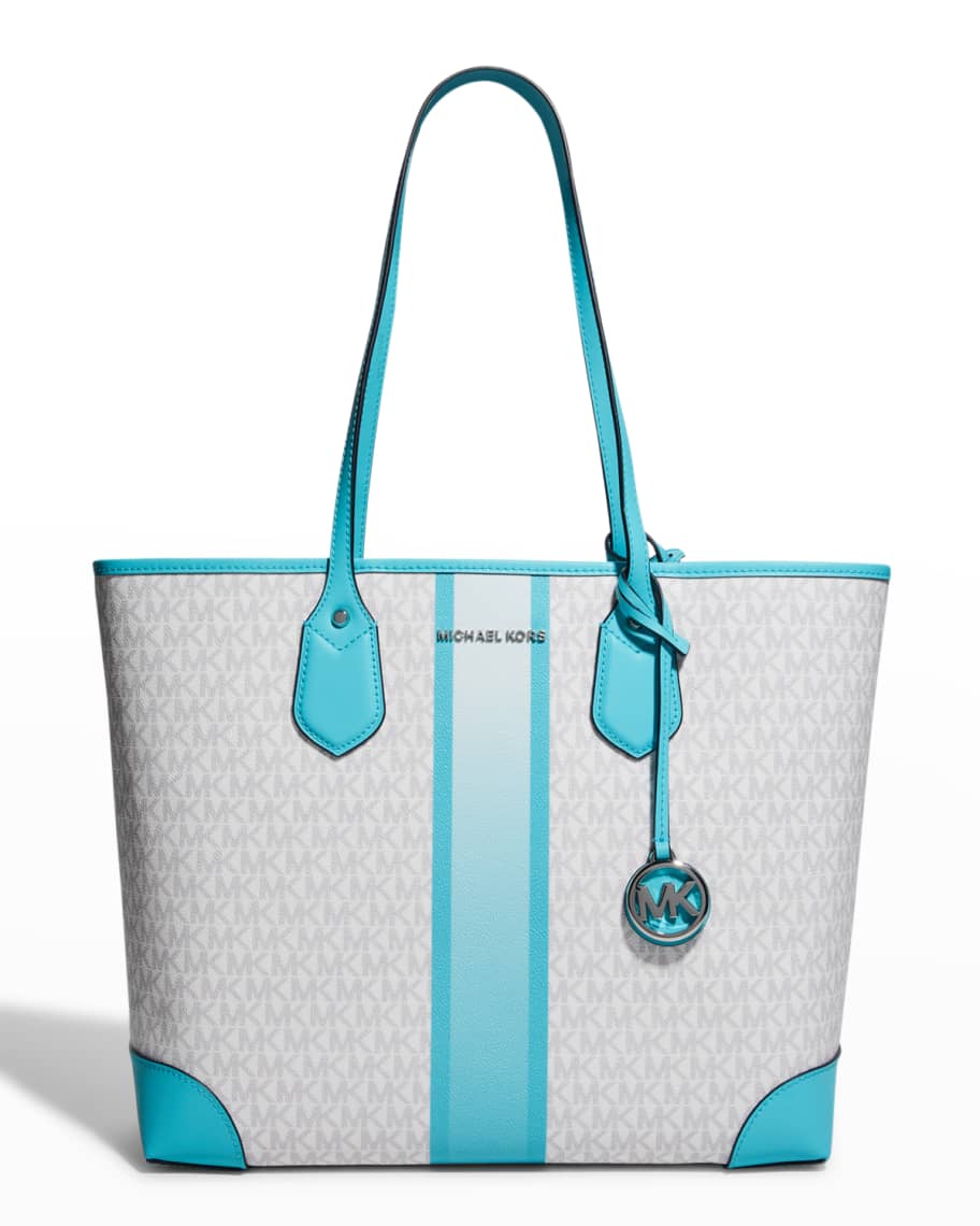 3516AD Borsa Donna MICHAEL KORS EVA white/light blue tote bag With Attached  Tote