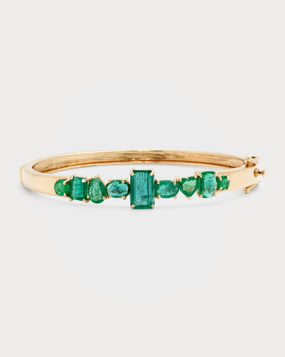 Siena Lasker 14K Yellow Gold Irregular Emerald Bangle Bracelet | Neiman ...