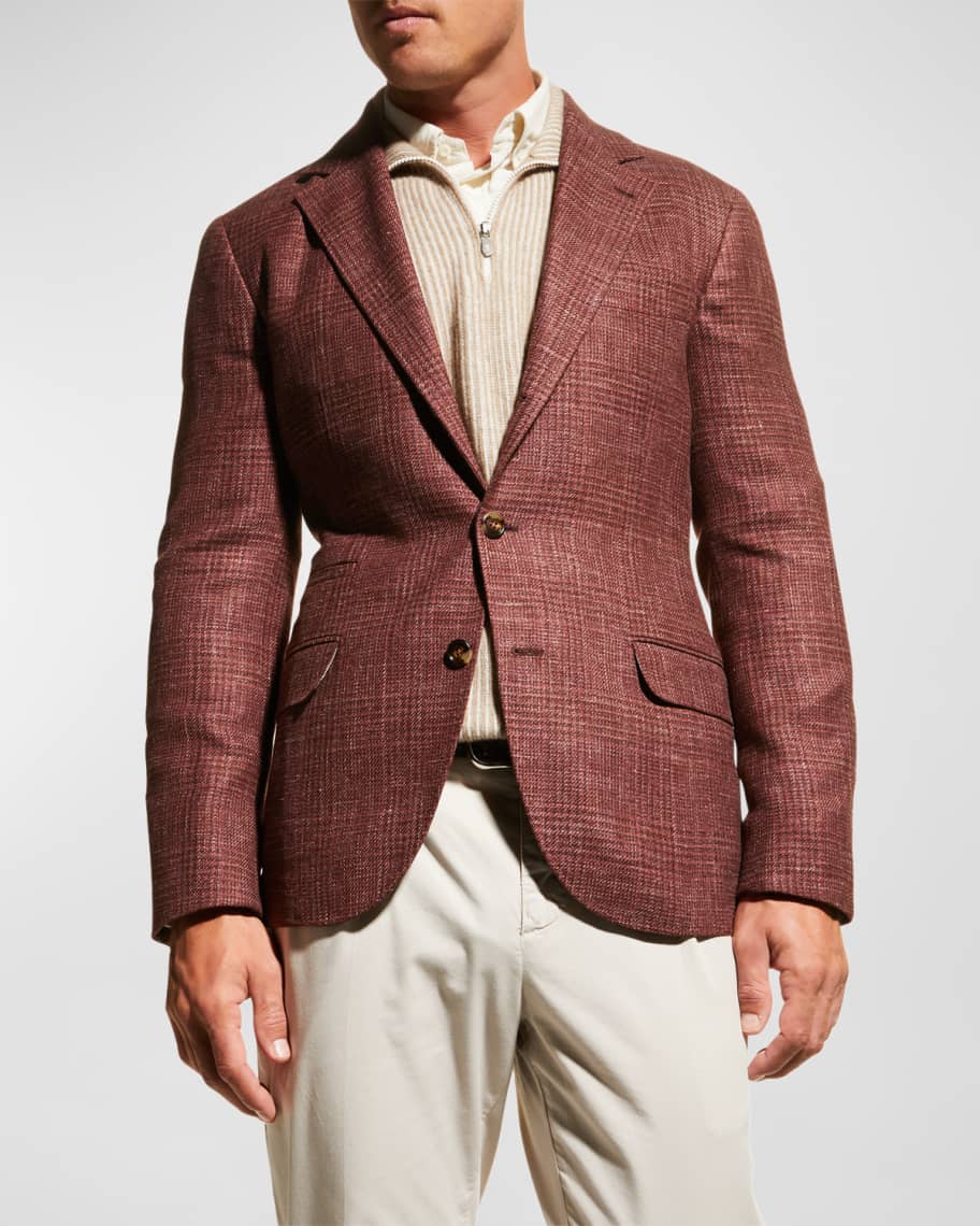 Brunello Cucinelli Men's Tonal Plaid Sport Jacket | Neiman Marcus