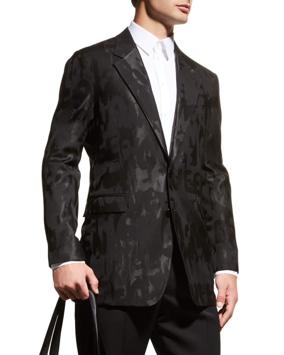 Alexander McQueen Men's Graffiti Jacquard Tuxedo Jacket Neiman Marcus