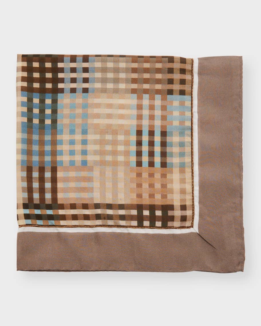 Brunello Cucinelli Plaid Monili Square Scarf