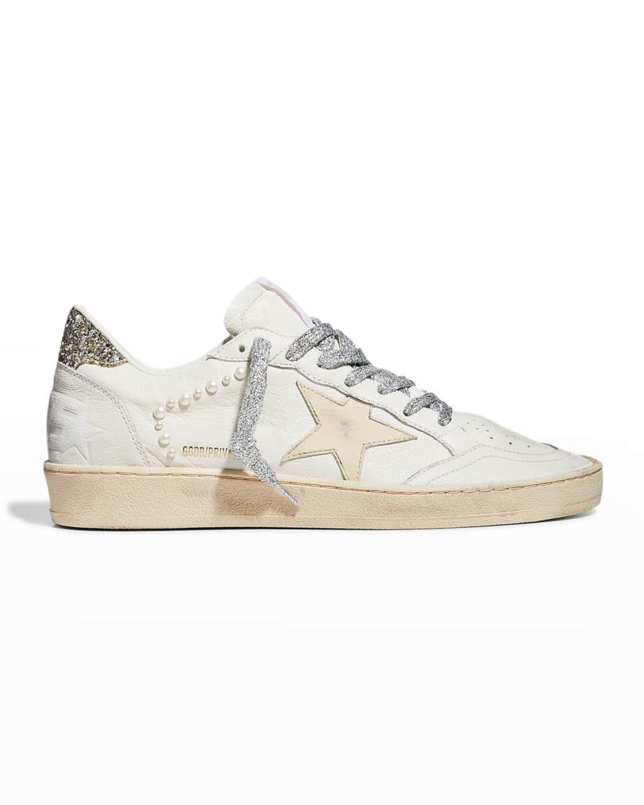 Golden Goose Ballstar Pearly Leather Glitter Sneakers | Neiman Marcus