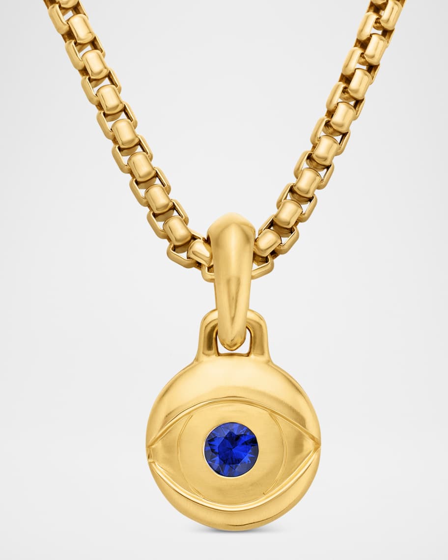 David Yurman Men's Evil Eye Pendant with Gemstone in 18K Gold, 14.5mm
