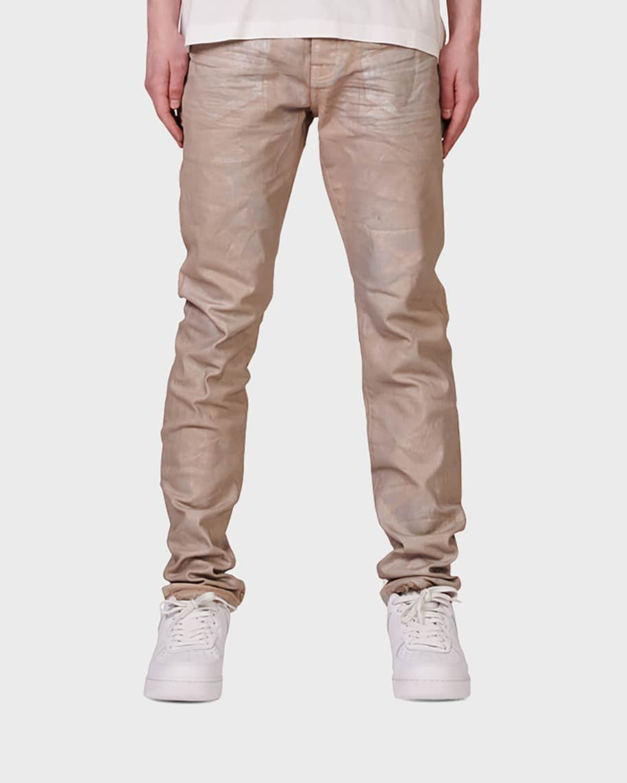 PURPLE Men's Distressed Foil Denim Pants | Neiman Marcus