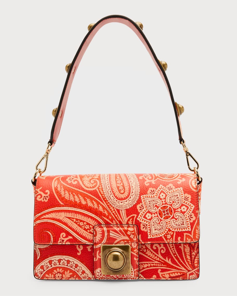 Etro Crown Me Paisley-Print Embellished Shoulder Bag