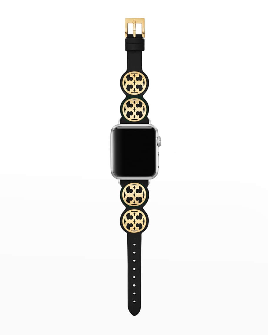 Tory Burch Miller Leather Apple Watch Band in Black, 3841mm Neiman