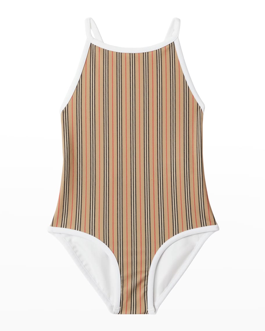 Burberry Girl's Sandie Micro Icon Stripe One-Piece Swimsuit, Size 3-14 ...