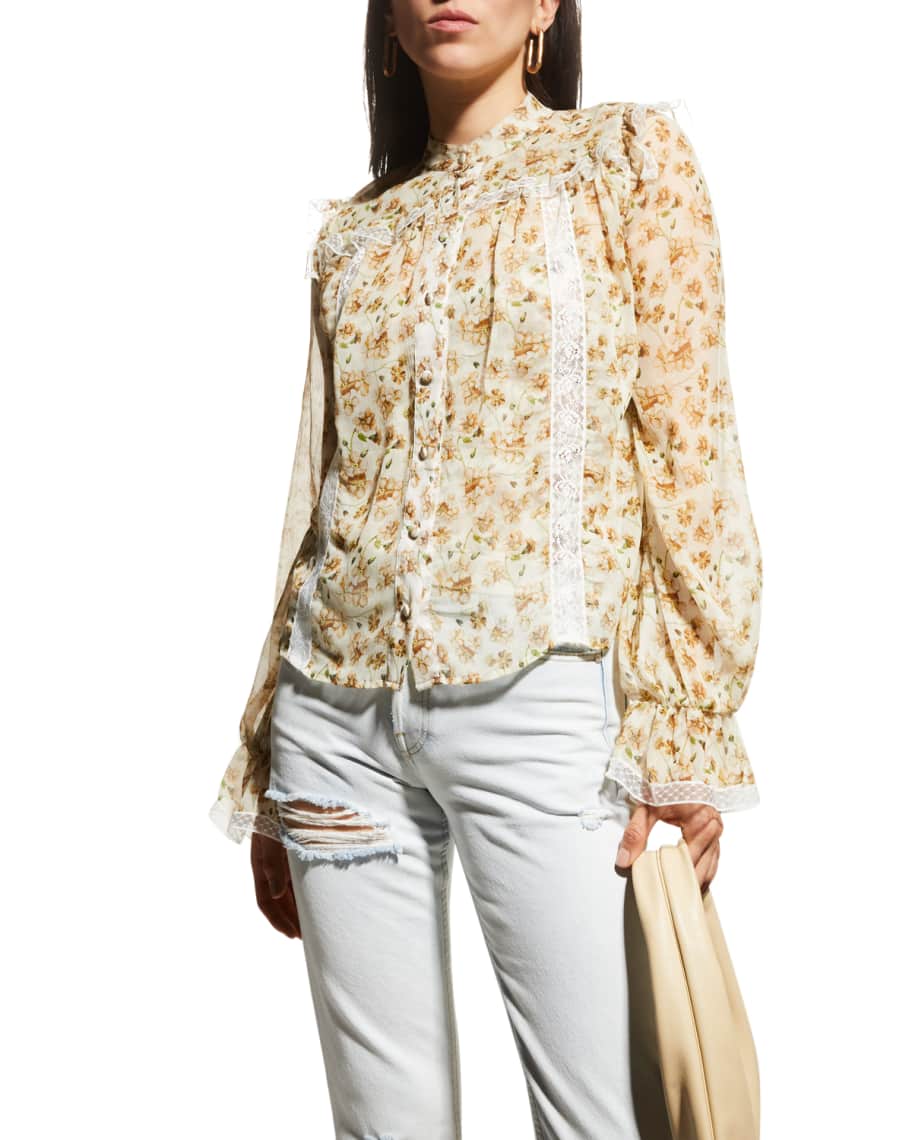 ALESSIA Ortensia Button-Front with Lace Accents | Neiman Marcus