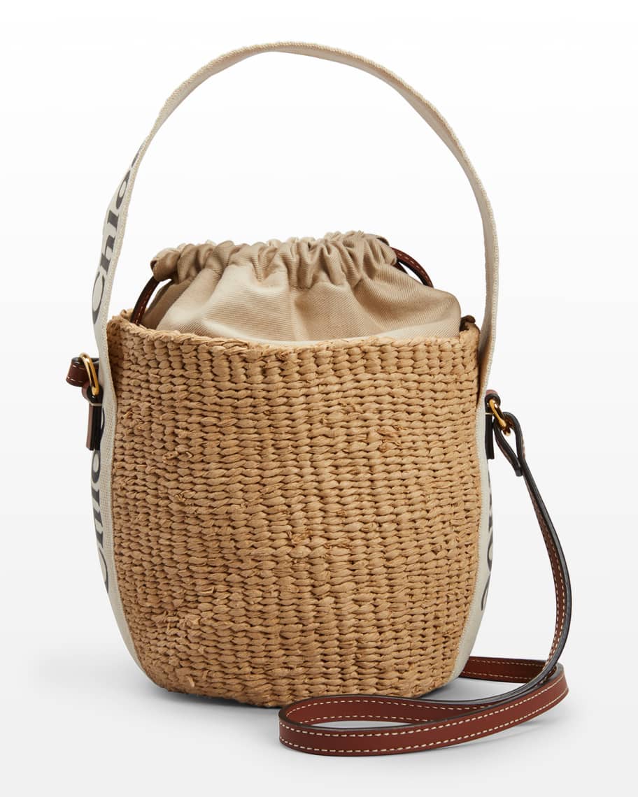 Chloe Woody Drawstring Raffia Bucket Bag | Neiman Marcus