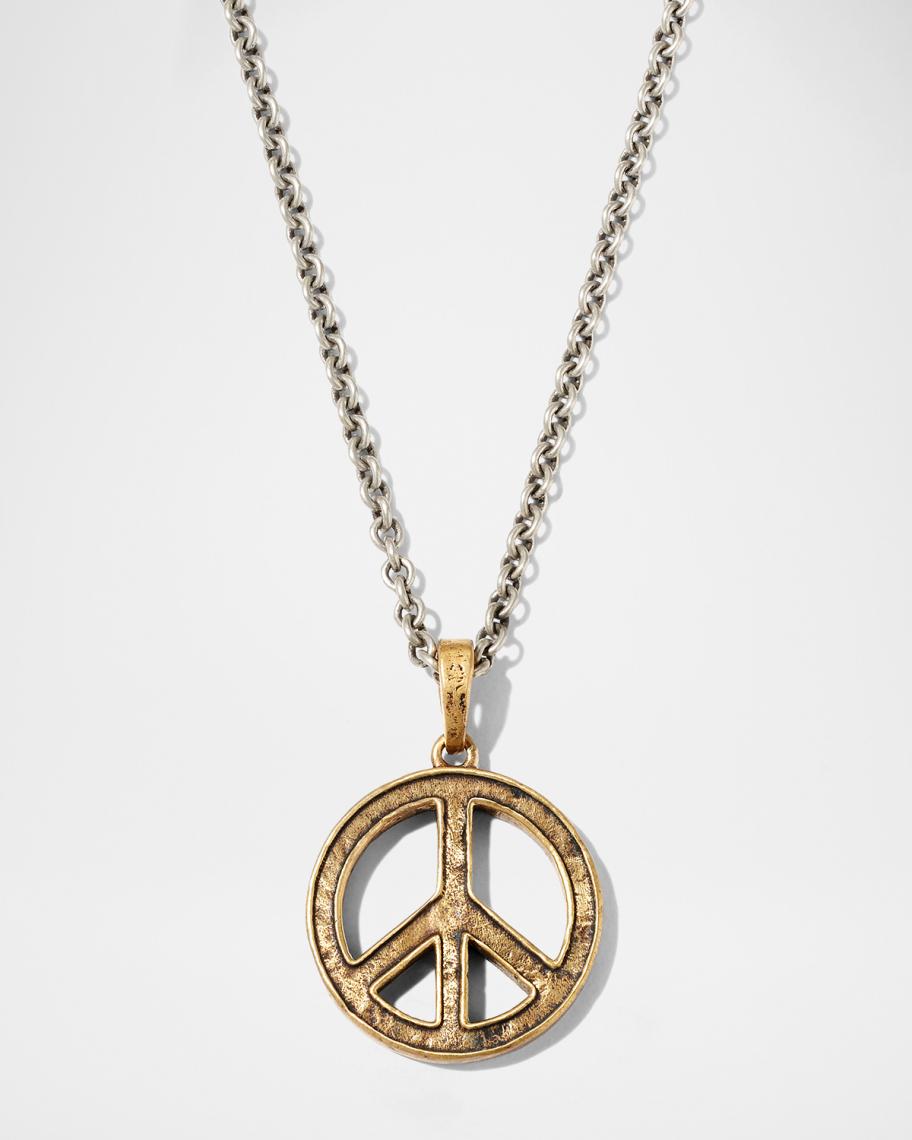 Anti-War Peace Sign Pendant Necklace - 24 Inch Chain, Stainless Steel Gold Plated, Unisex Jewelry Gift - View #4