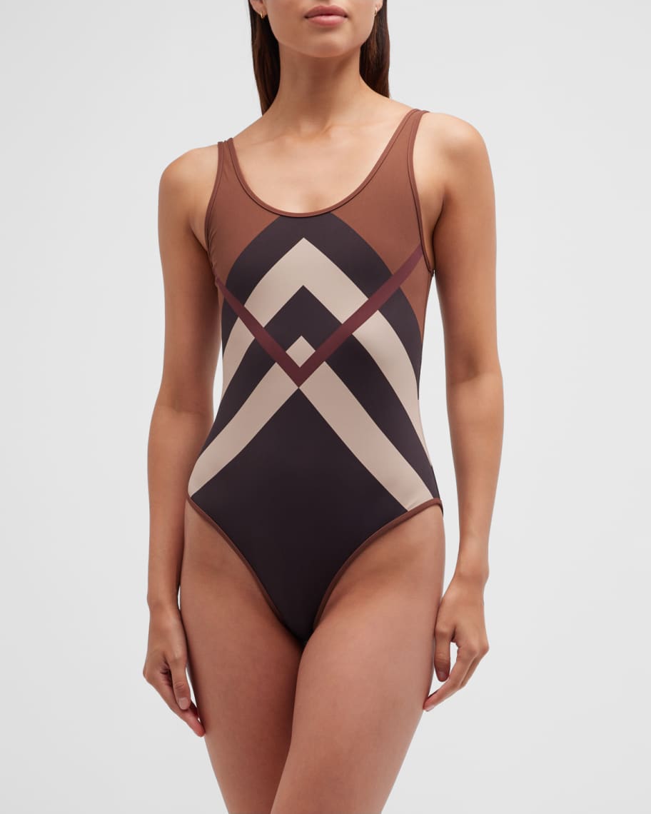 Louis Vuitton Monogram Gradient Cut-out One-piece Swimsuit Pink