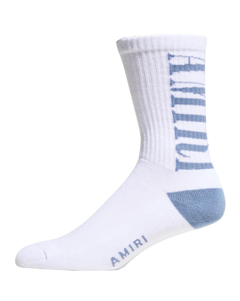 Amiri Men's Vertical Logo Crew Socks | Neiman Marcus