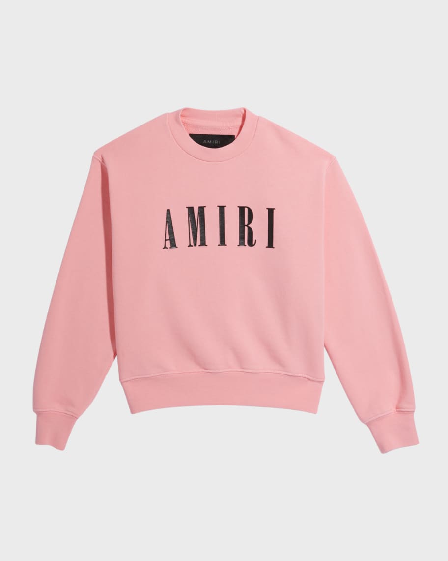 Amiri Kid s Logo Print Crewneck Sweatshirt Size 4 12 Neiman Marcus