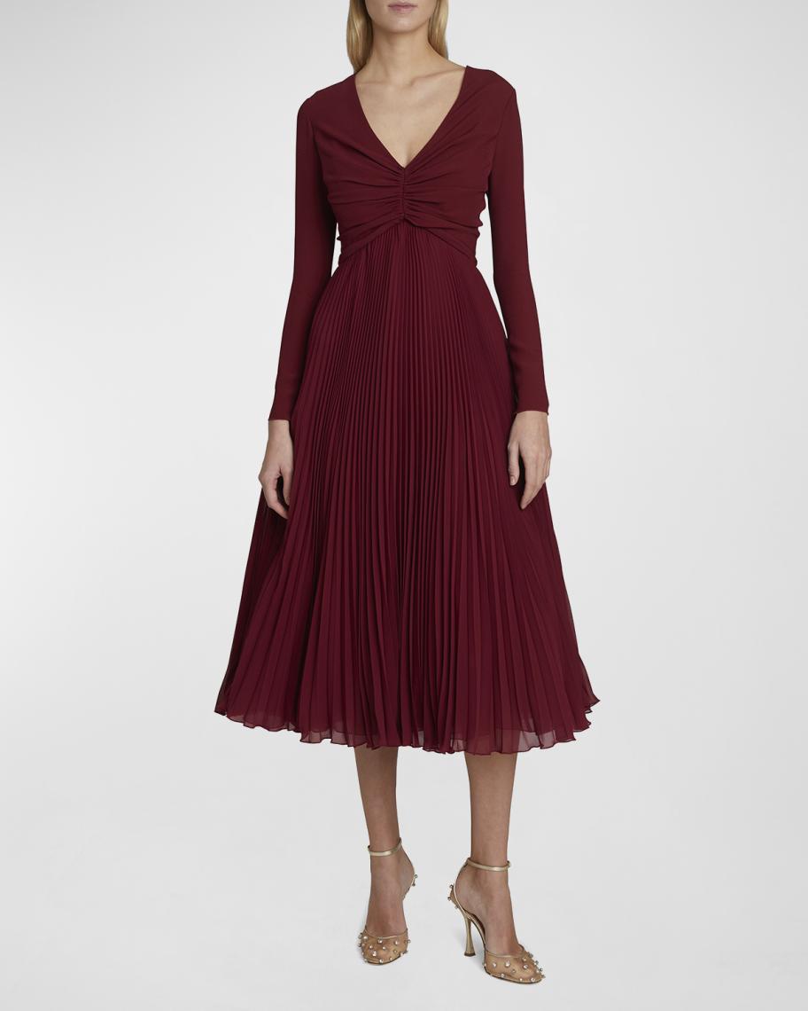 GIAMBATTISTA VALLI ワンピース 40/XS イタリア製 絹 Giambattista Valli Ruched Empire-Waist Pleated Midi Dress | Neiman