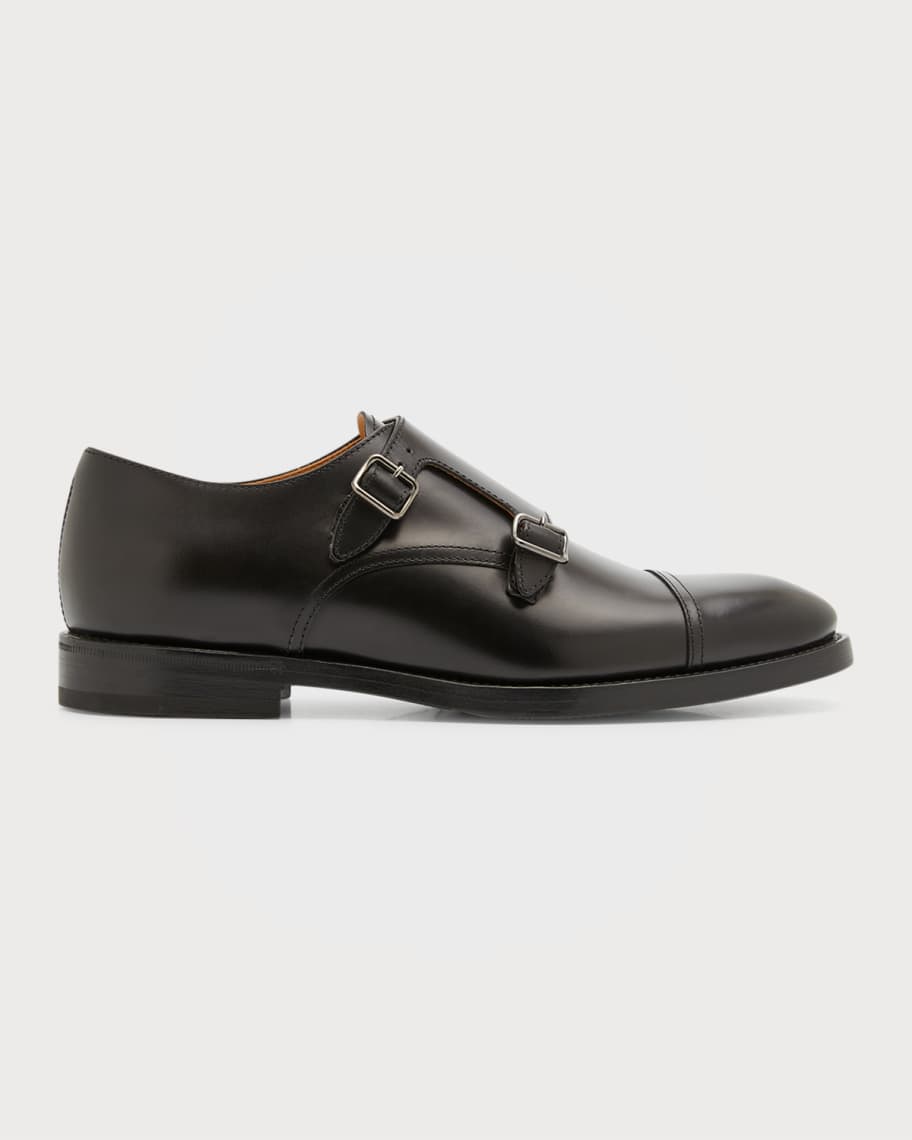 Brunello Cucinelli Men's Leather Double Monk Strap Loafers | Neiman Marcus