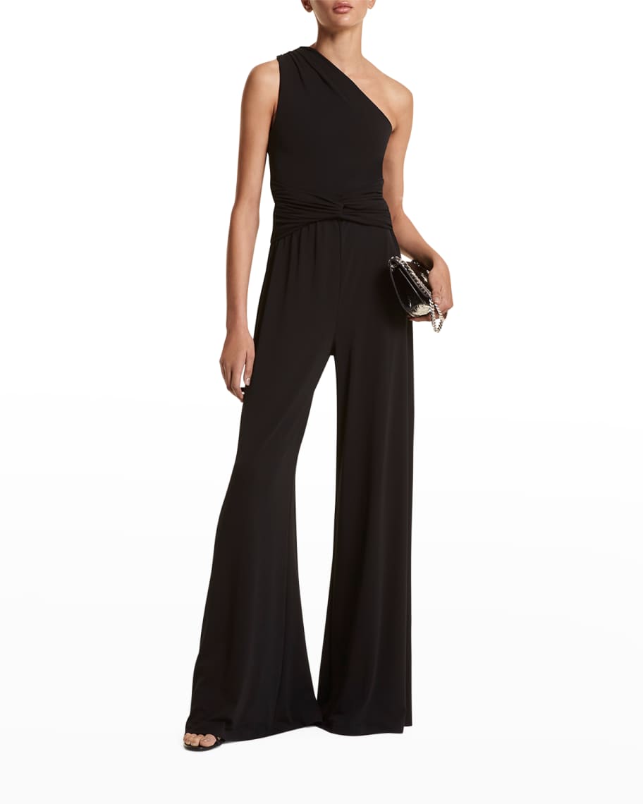 Michael Kors Collection One-Shoulder Knot-Front Palazzo Jumpsuit ...