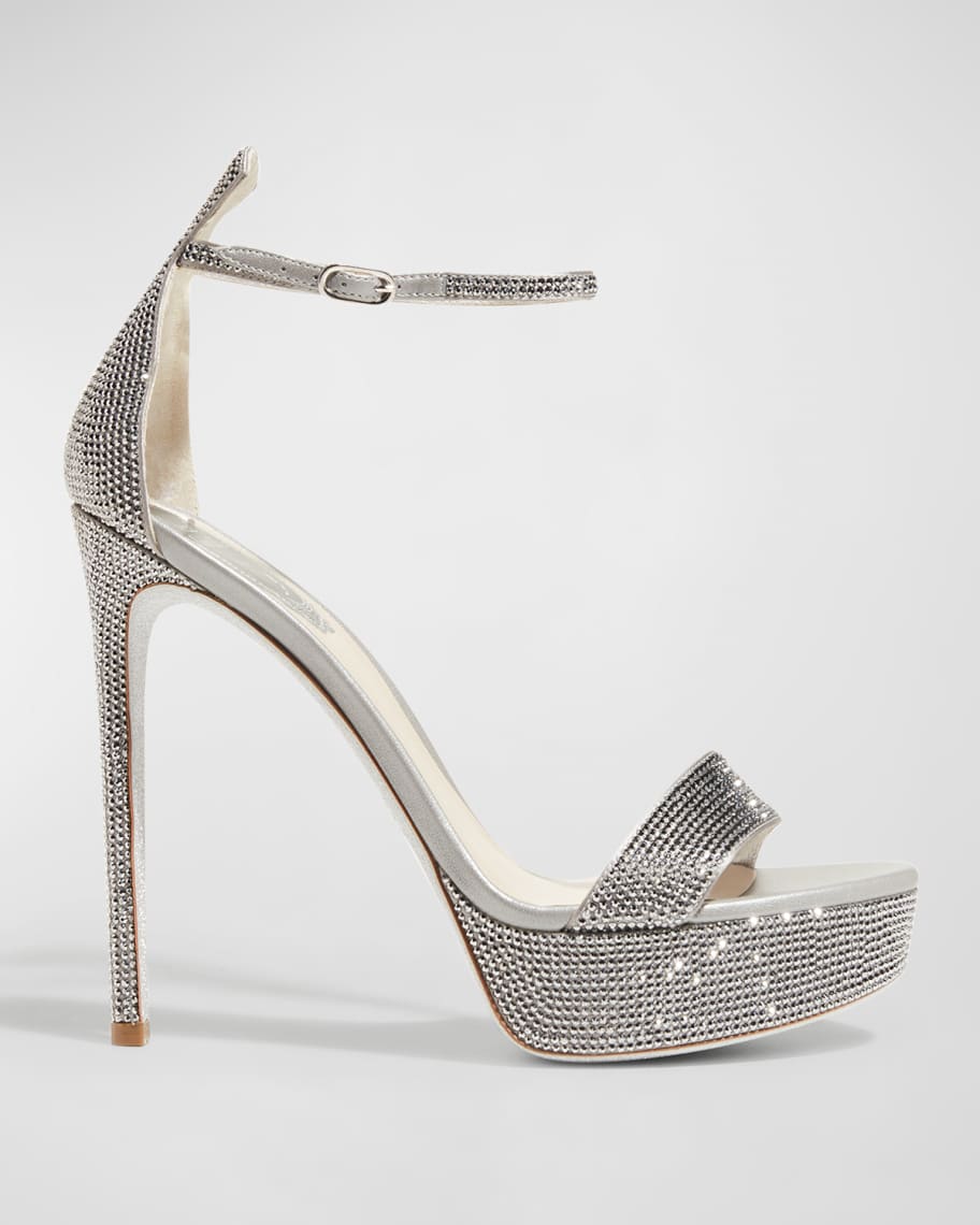 Rene Caovilla Crystal Ankle-Strap Platform Sandals | Neiman Marcus