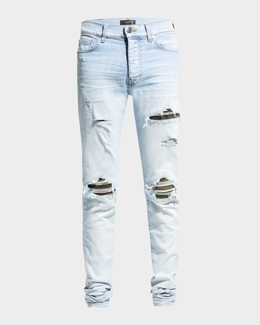 bleuanddelilah tee paired w/ Amiri Straight Leg Paint Splatter