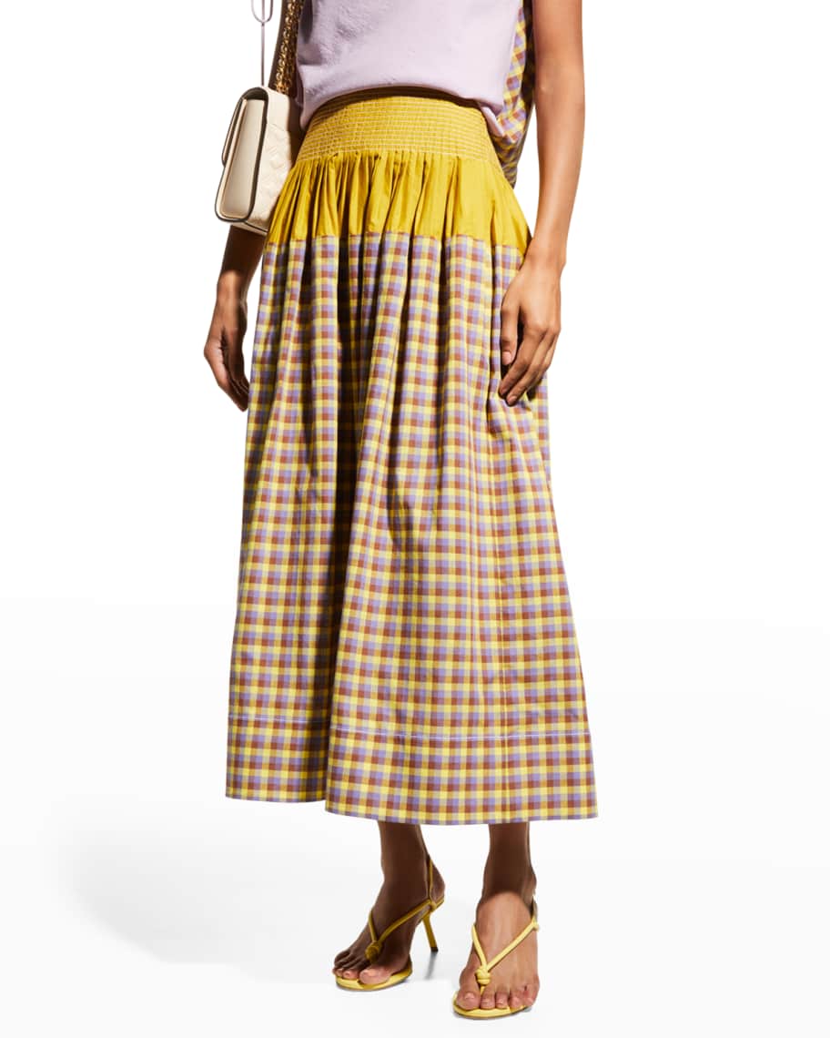 Tory Burch Veronica Pleated Plaid Skirt | Neiman Marcus