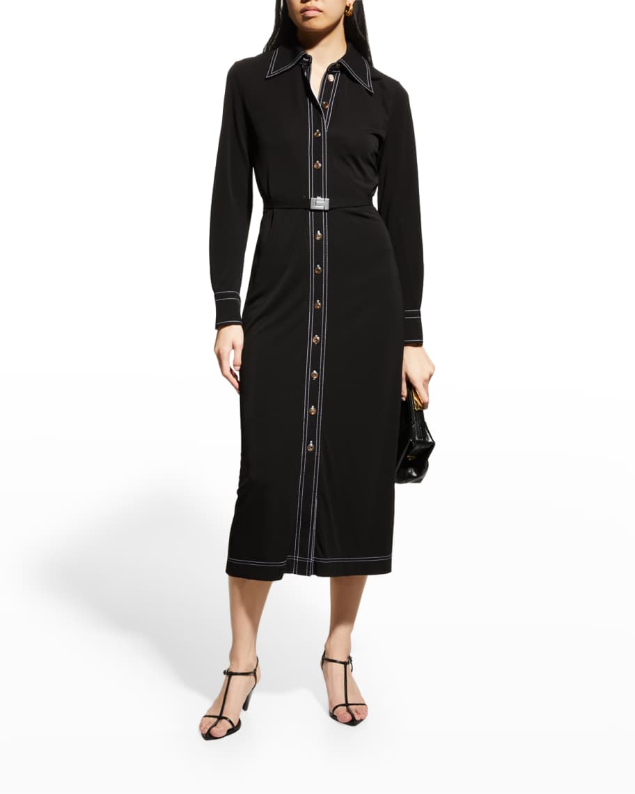 Tory Burch Belted Jersey-Knit Polo Midi Dress | Neiman Marcus