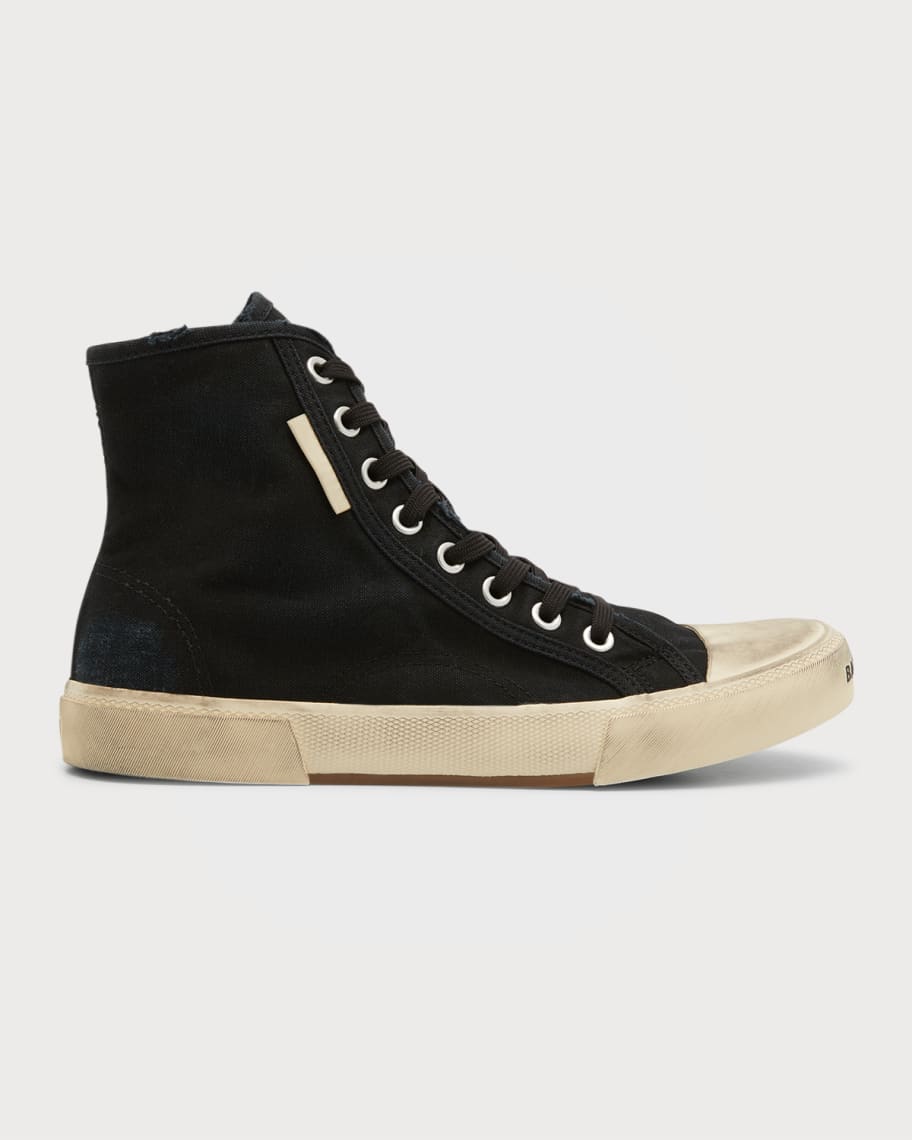 Balenciaga Paris Distressed Canvas High-Top Sneakers | Neiman Marcus