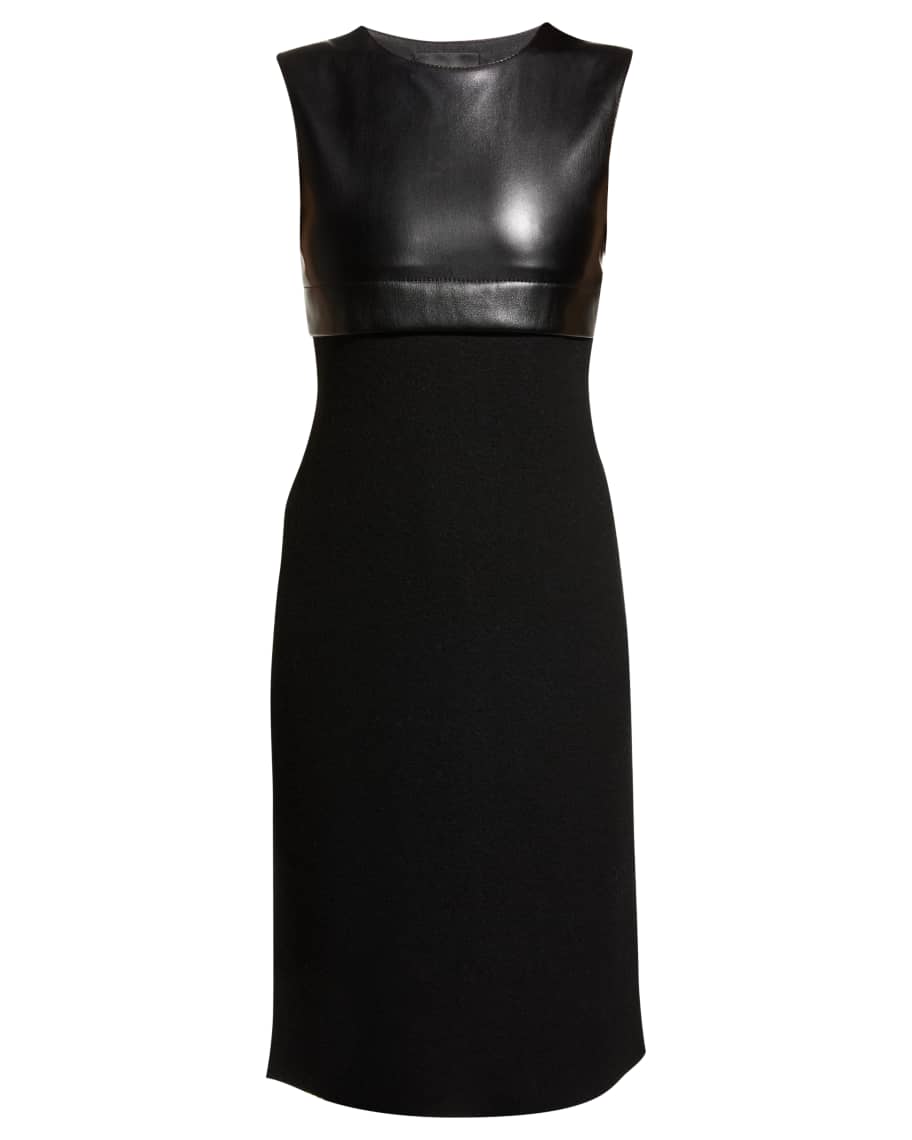 Emporio Armani MixedMedia Leather Knit Midi Dress Neiman Marcus