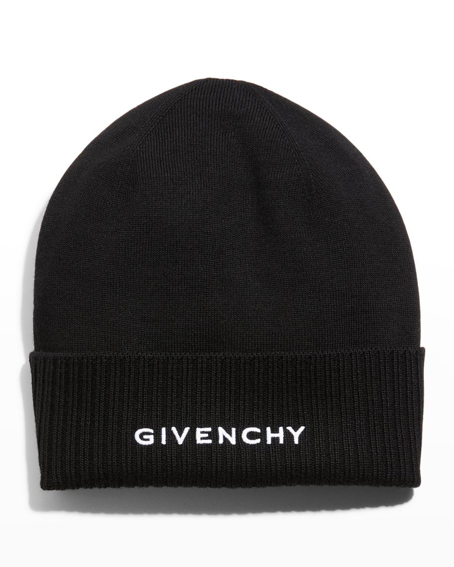 Givenchy Men's Embroidered Logo Wool Beanie Hat | Neiman Marcus