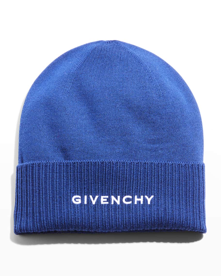 Givenchy Men's Embroidered Logo Wool Beanie Hat | Neiman Marcus