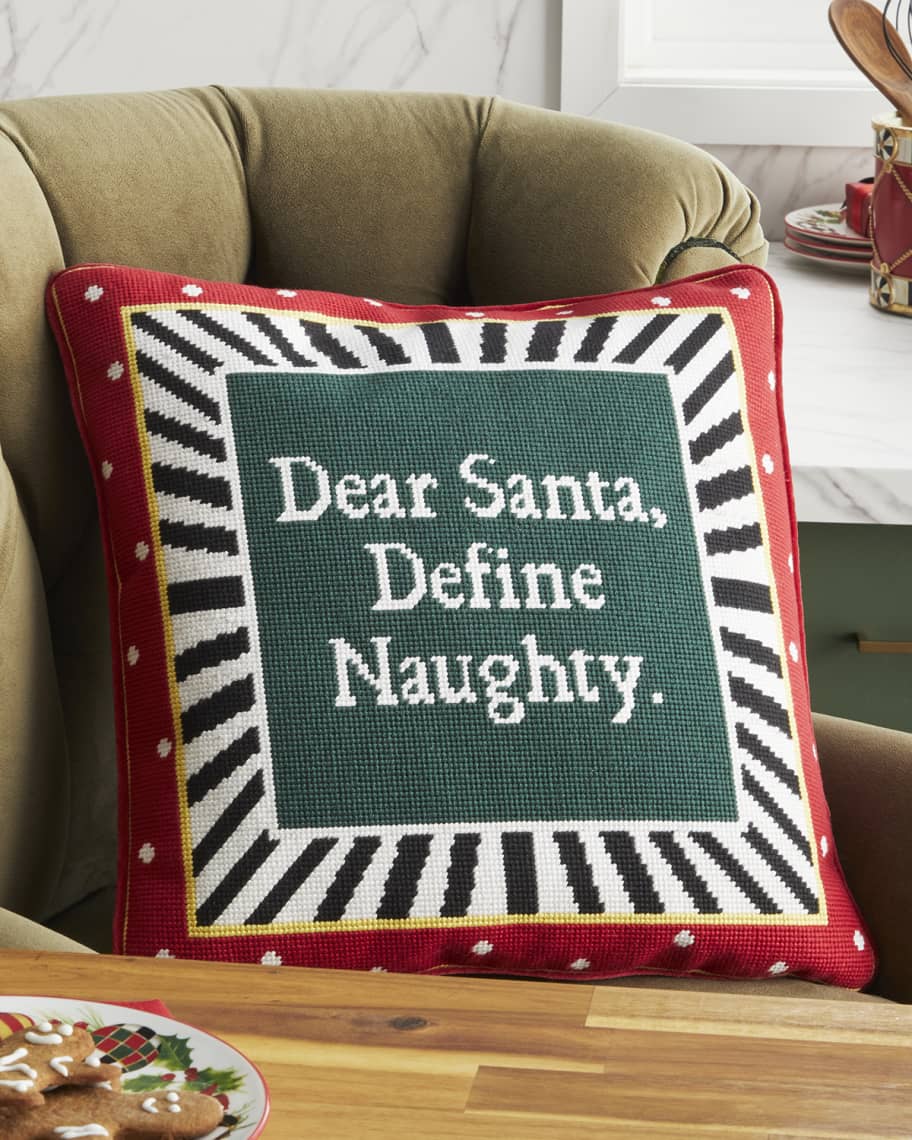 MacKenzieChilds Define Naughty Pillow, 14"Sq. Neiman Marcus