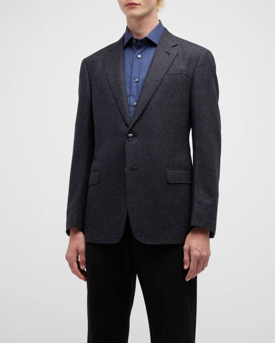 Giorgio Armani Men's Wool-Cashmere Birdseye Dinner Jacket | Neiman Marcus