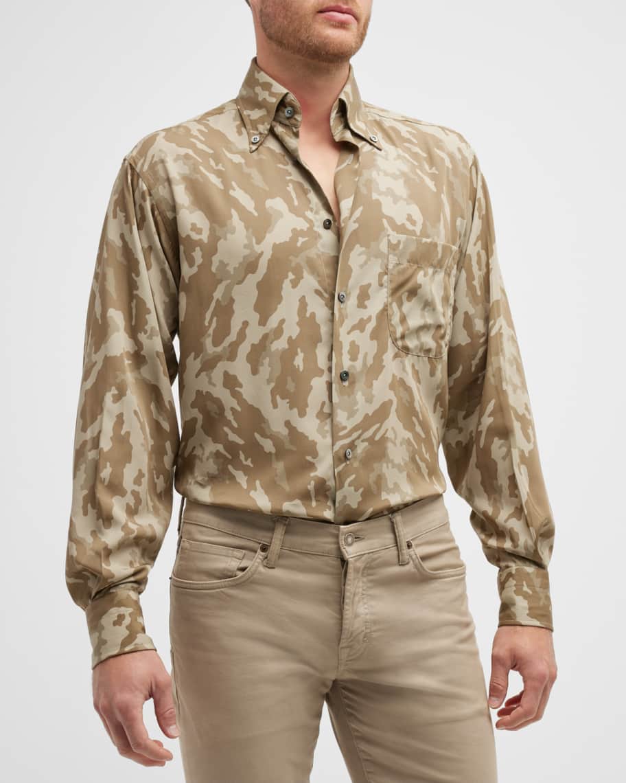 TOM FORD Men's CamouflagePrint Dress Shirt Neiman Marcus