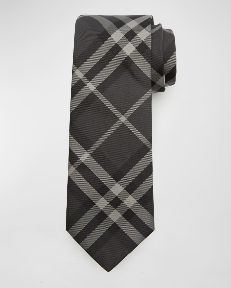 Burberry Men s Manston Charcoal Check Tie Neiman Marcus