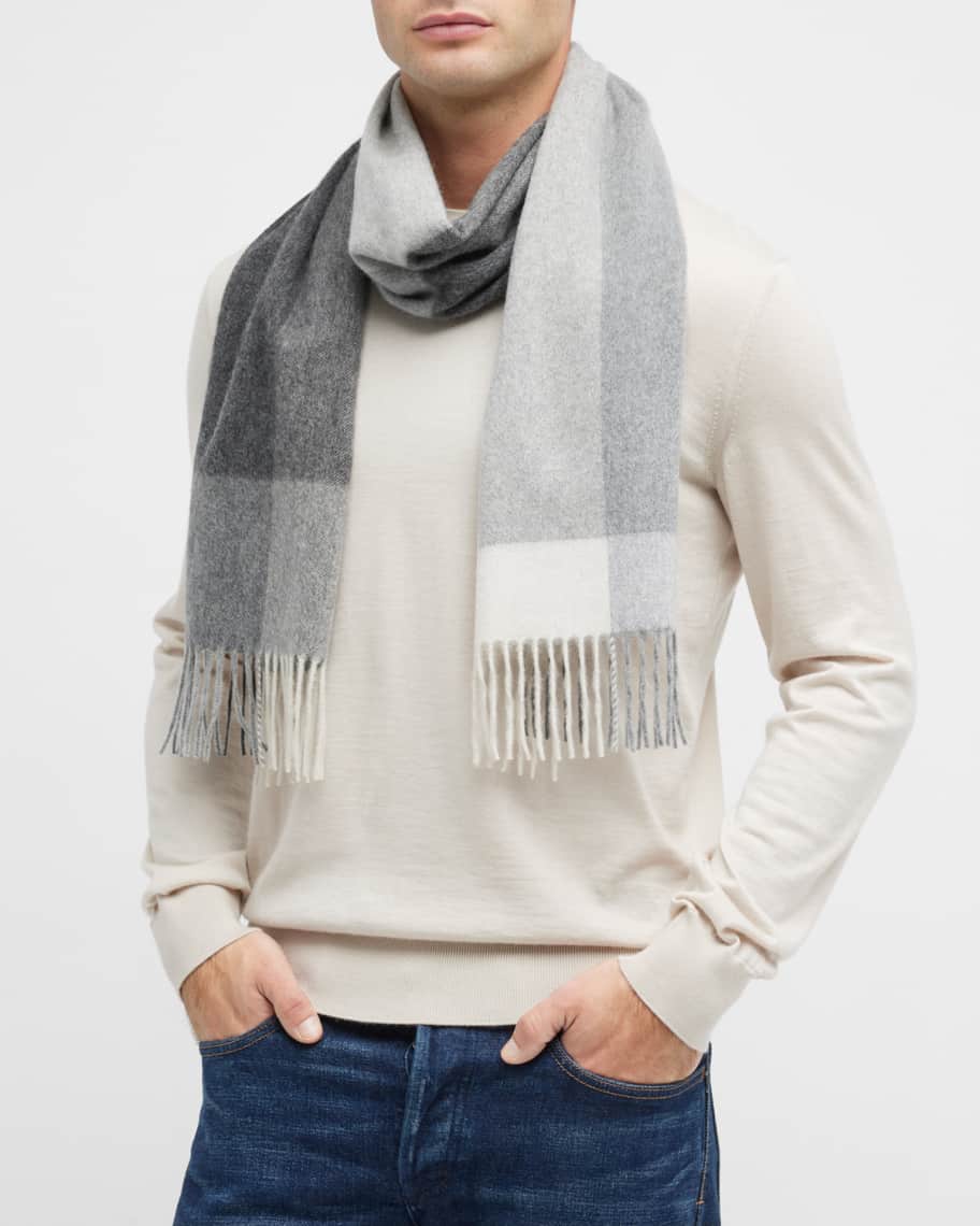 Image 3 of 3: Men's Cashmere Color Block Scarf