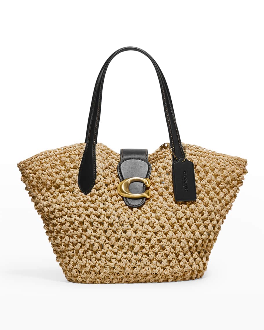 Coach Small Popcorn Texture Straw Tote Bag | Neiman Marcus