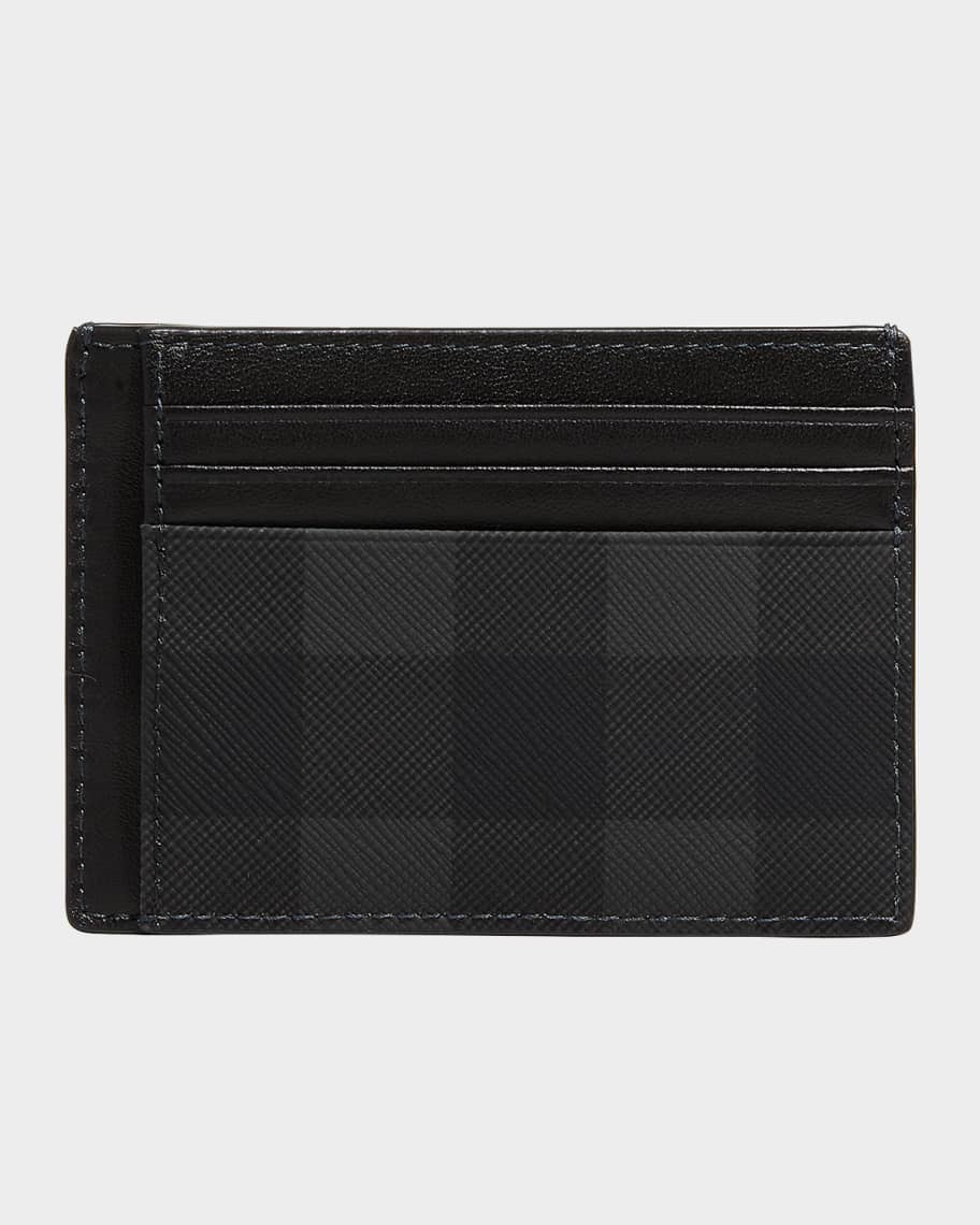 Burberry Men s Sandon Check and Leather Card Case Neiman Marcus
