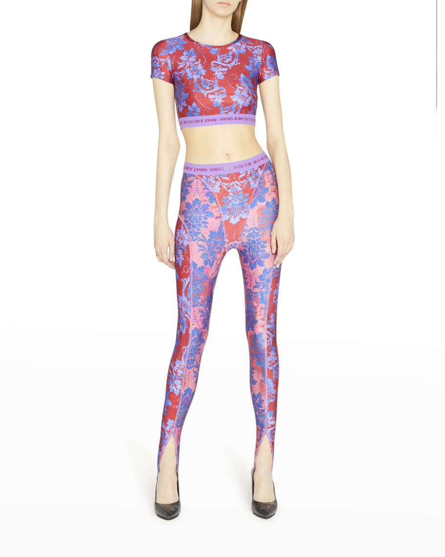 Versace Jeans Couture Floral Seamed Logo Leggings