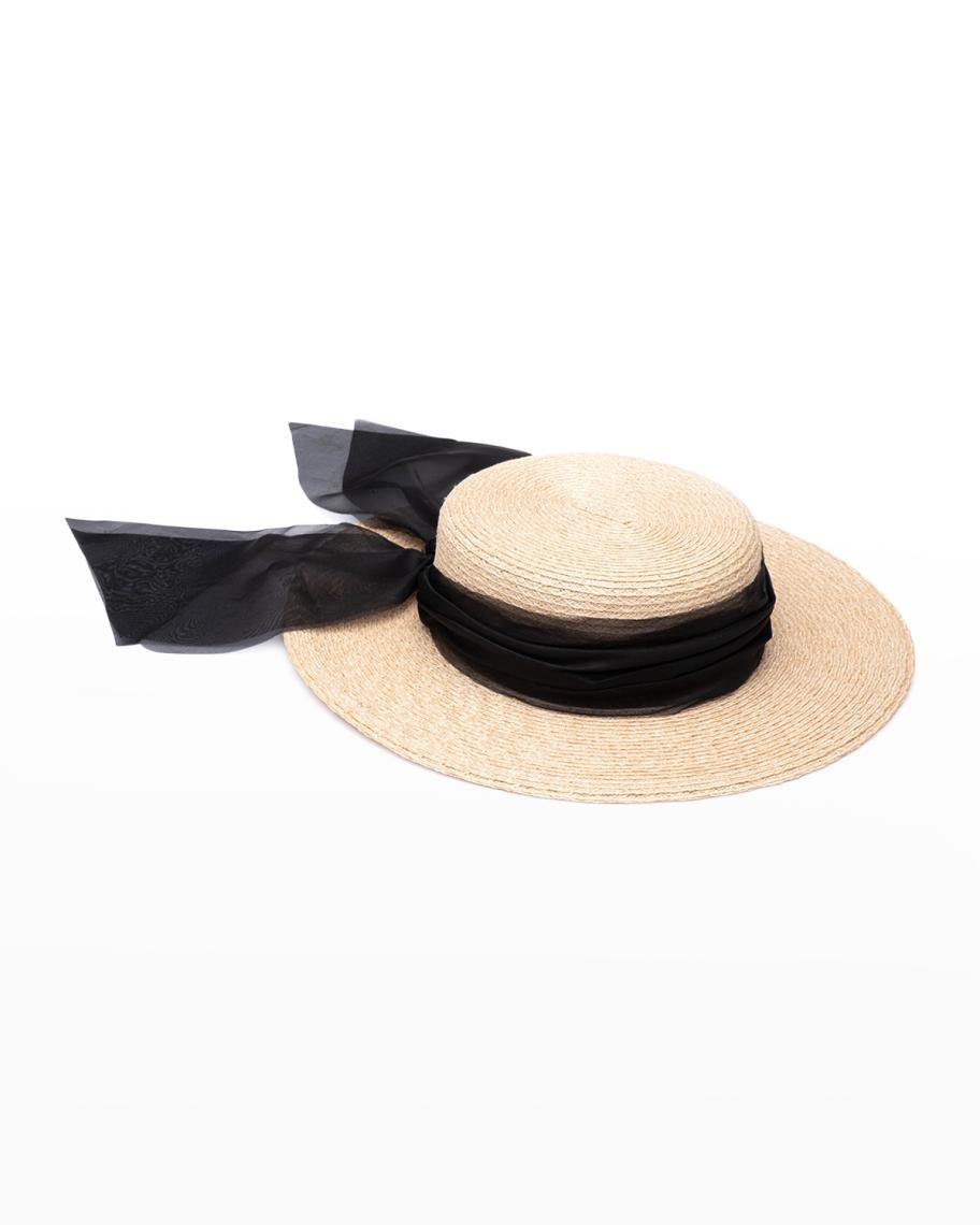 Eugenia Kim Colette Boater Hat w/ Organza Ruched Band  display picture 2