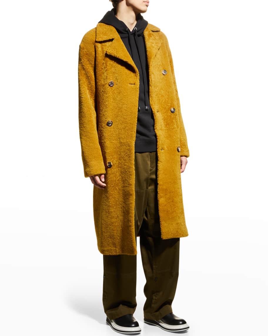 Loewe Men's Shearling Double-Breasted Coat | Neiman Marcus